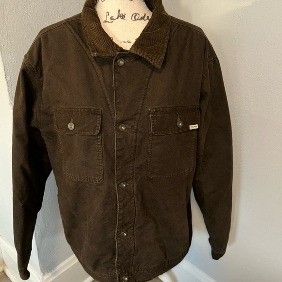 Woolrich Men's Canvas Sherpa Lined Barn Jacket Coat Corduroy Collar Sz XL - Picture 1 of 3